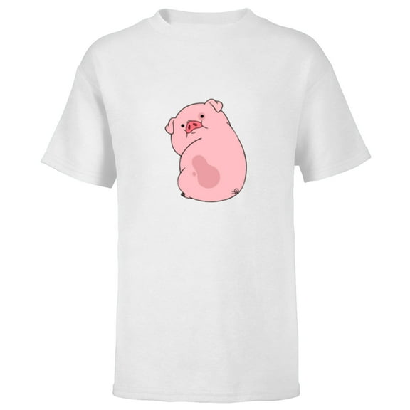 Disney Channel Gravity Falls Waddles the Pig - Short Sleeve T-Shirt for Kids -Customized-White