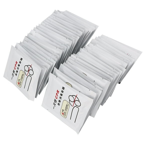 50pcs Disposable CPR Training Face Shield Rescue Breathing Face Cover Healthy Care
