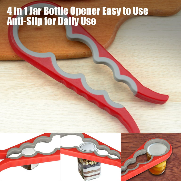 Easy Grip Jar Opener, 4 in 1 Multifunctional Bottle Opener, Non-Slip Glass Jar Gripper, Quick Opening Can Opener, Home Kitchen Opener Tool for