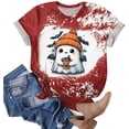 thumbnail image 5 of Women Graphic Tees Cartoon Printed Round Neck Short Sleeve T Shirt Halloween T Shirt Tops, 5 of 6