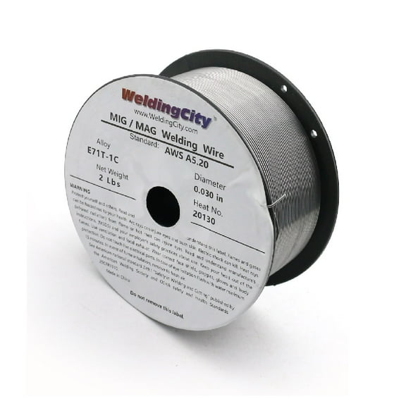 WeldingCity E71T-1 Gas-Shielded Flux Cored MIG Welding Wire 0.030" (0.8mm) 2-Lb Spool for Low Carbon and Mild Steel
