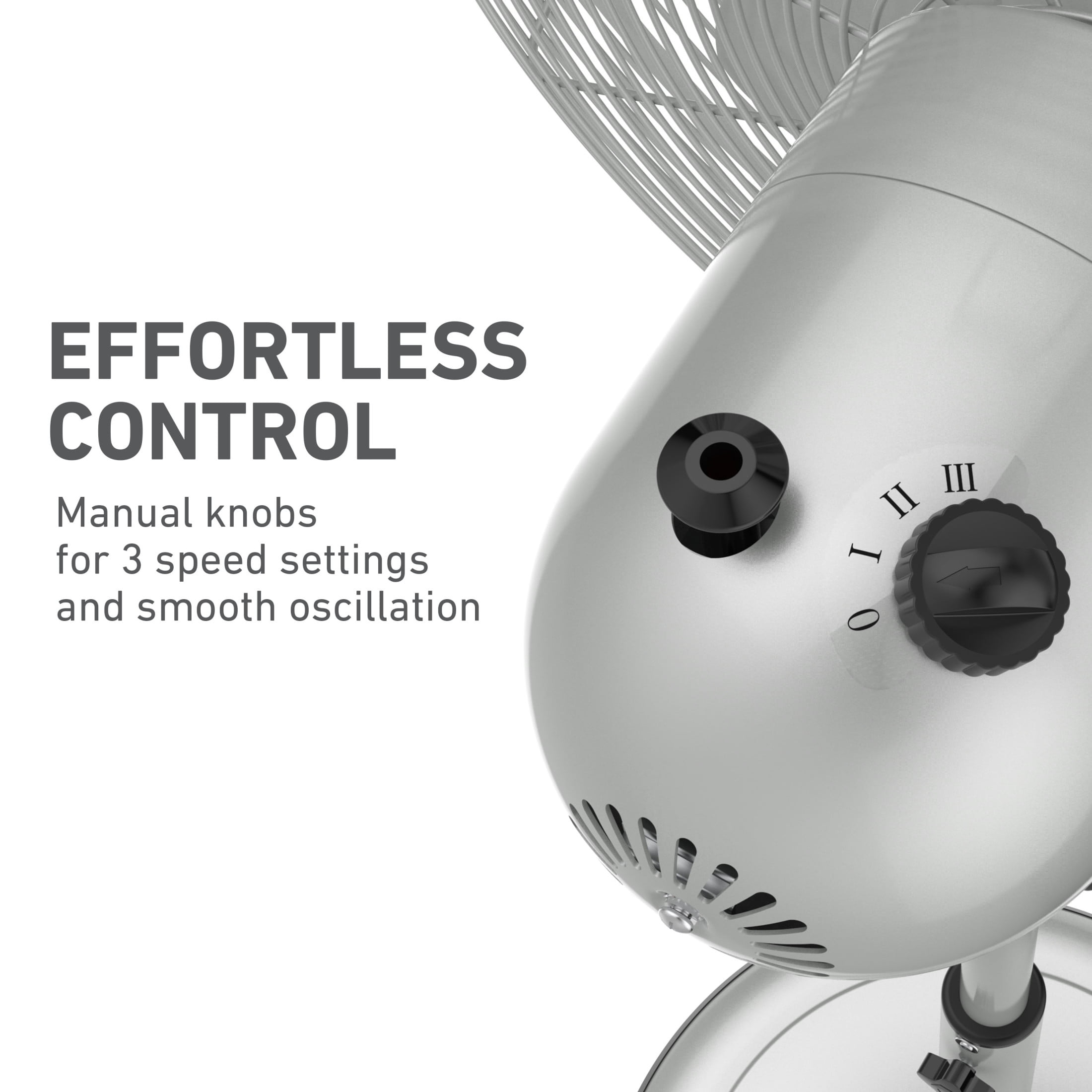 Holmes 16 Inch Oscillating Stand Fan 3 Speed Tilt Head Pedestal Brushed Chrome