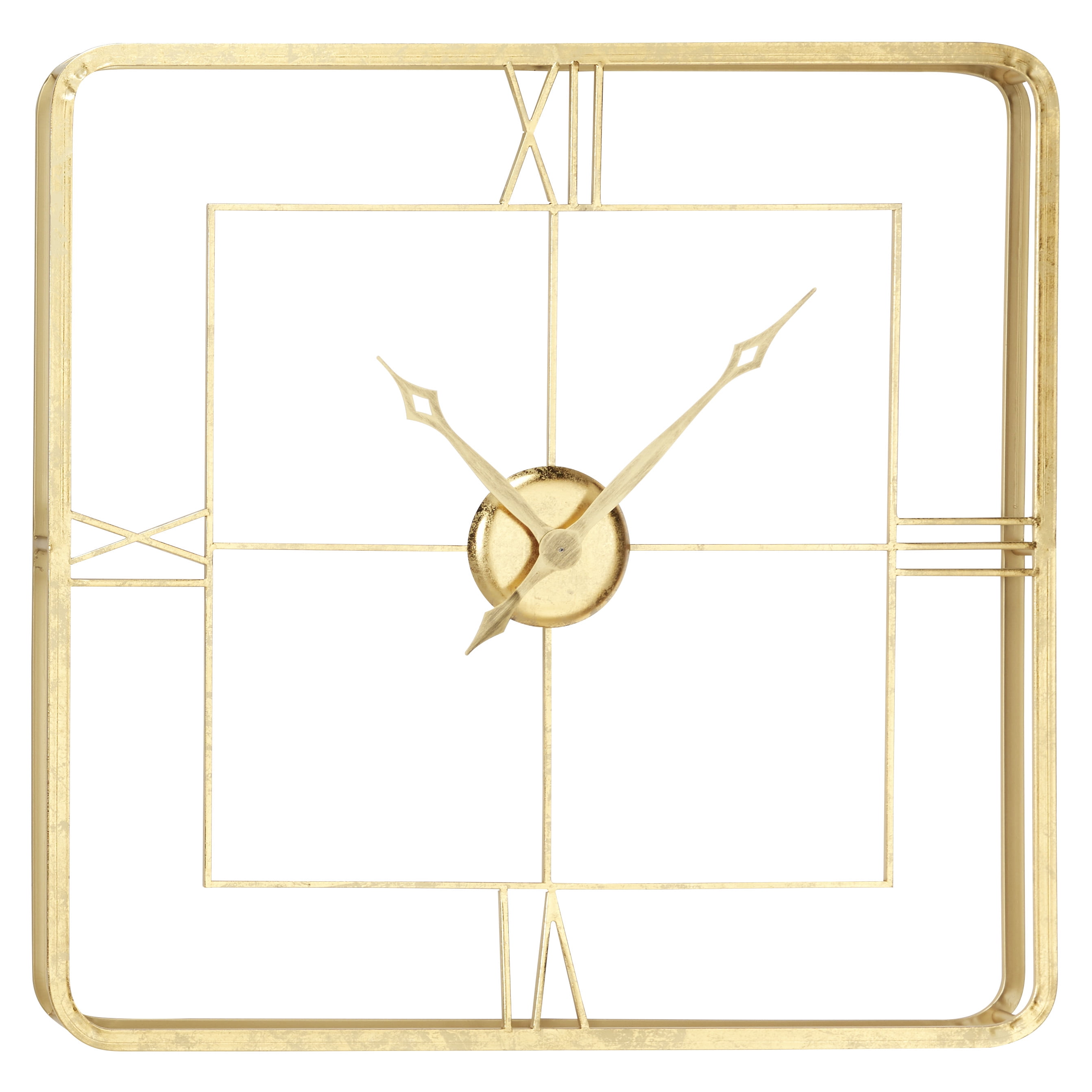 DecMode 36 x 36 In. Gold Metal Glam Wall Clock