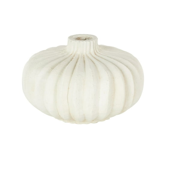 DecMode 9" Abstract Short Wide White Magnesium Oxide Vase