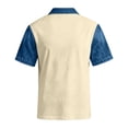 thumbnail image 5 of Blekii Men's Denim Patchwork Short Sleeve Polo Shirt Slim Fit Casual Button down Beige L, 5 of 7