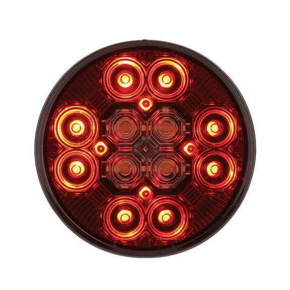 United Pacific 36608 4" Round Combo Light With 12 LED Stop, Turn & Tail & 16 LED Back-Up - Red LED/Clear Lens