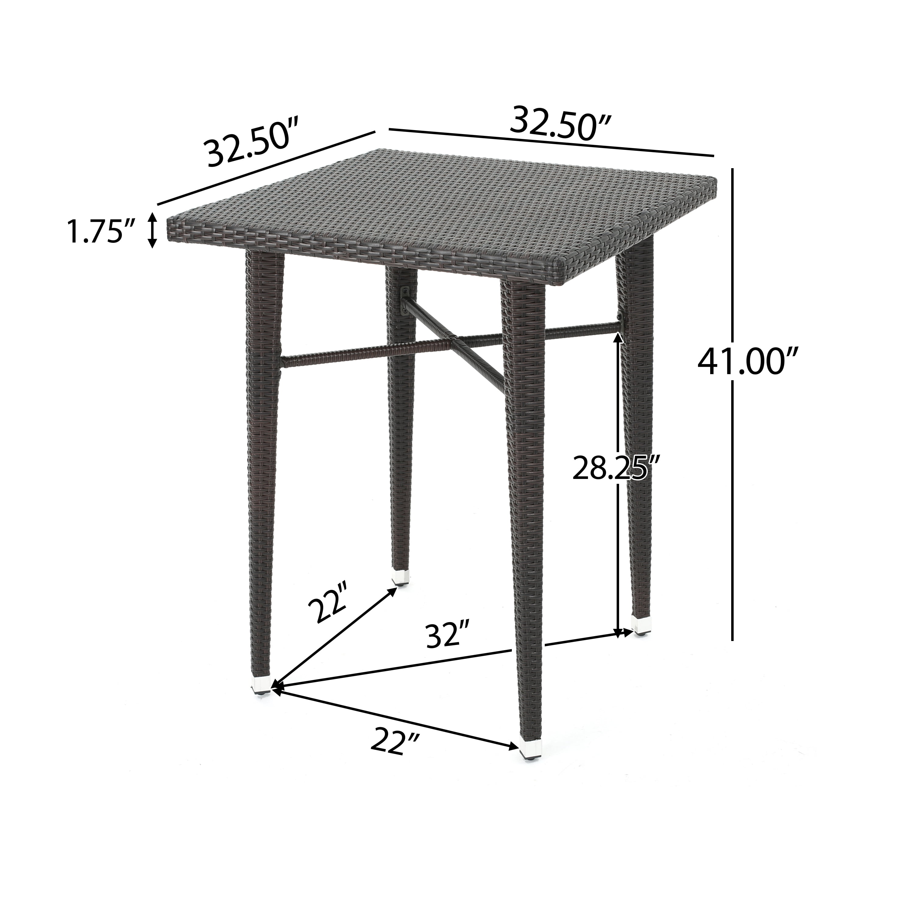 Corbin Outdoor 5 Piece Wicker 32.5 Inch Square Bar Table Set, Multibrown