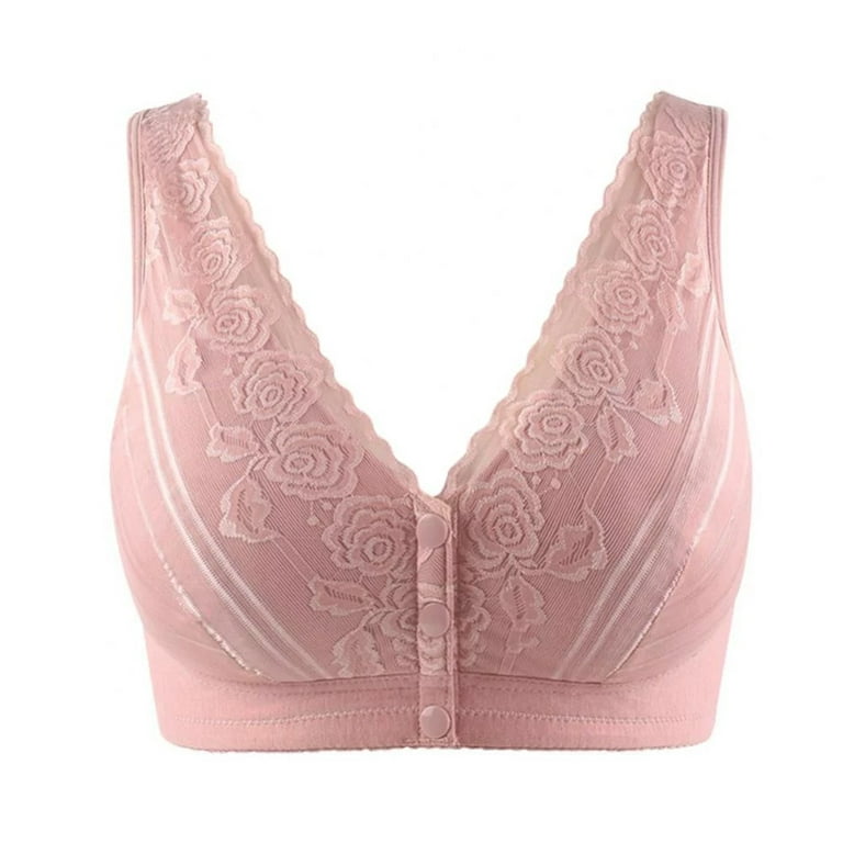 EHTMSAK Girls Bras Lace High Support Floral Front Closure Bras for Women  Plus Size 42-44 Ddd, F, G Plus Size Wireless Bras with Support and Lift  Pink