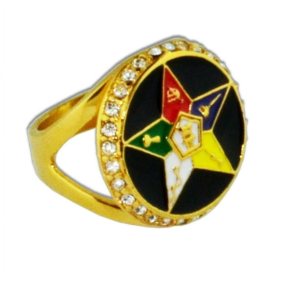 Masonic Rings Order of the Eastern Star Rings Gold Color w/ Black OES Ring