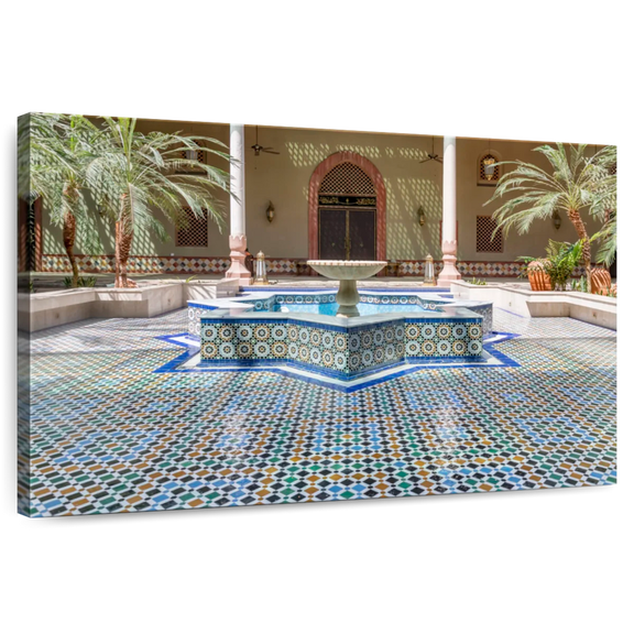 Elephant Stock Brunei Fountain Wall Art - Horizontal Canvas Wall Art - Living Room Wall Decor - Architecture Canvas - Beige And Green Decor By Richard Silver - 12" x 8"