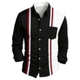 thumbnail image 3 of Asxite Mens Plus Size Tops Fall Striped Print Casual Business Pocket Long Sleeve Shirts, 3 of 5