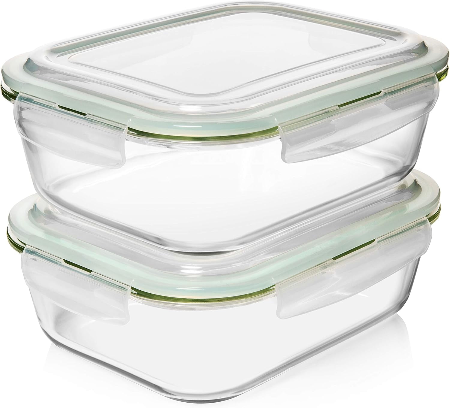 Razab 10 Cups, 80oz 4 Pc (Set of 2) Glass Food Storage Containers with Airtight Locking Lids for Storing and Serving Food, BPA Free, Leak Proof