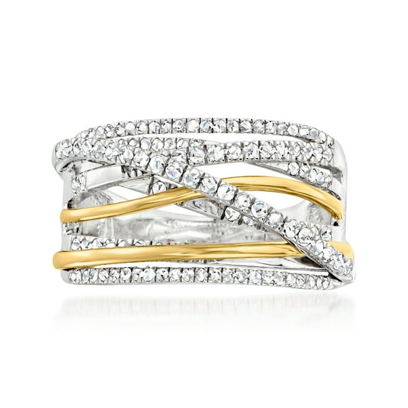 Ross-Simons 0.50 ct. t.w. Diamond Highway Ring in Sterling Silver With 14kt Yellow Gold, Women's, Adult