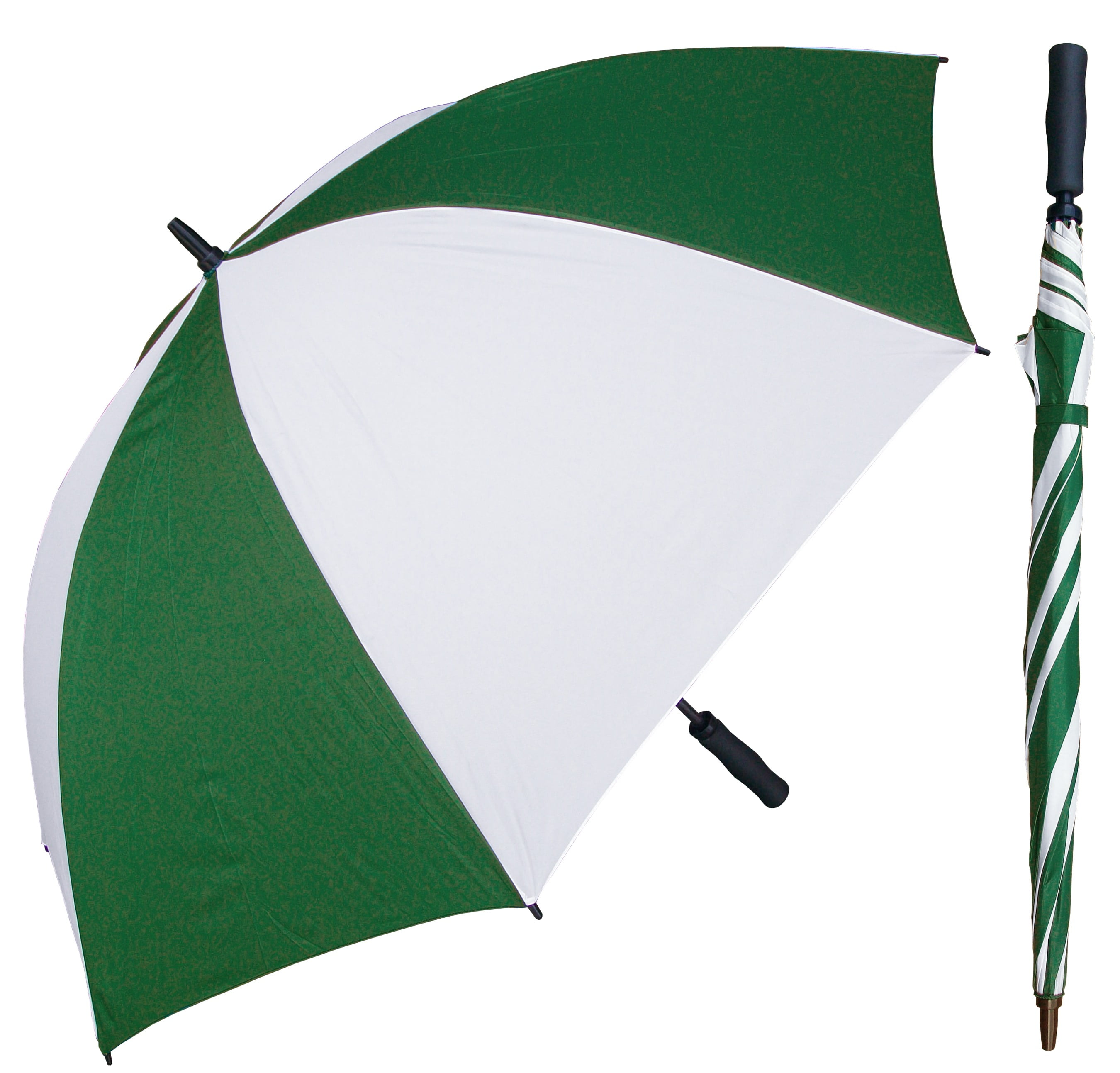 60" Green/White Single Canopy Golf Umbrella with Foam HandleInner Pack