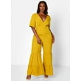 thumbnail image 2 of Rebdolls Women's Plus Solid Print Bell Bottom Jumpsuit - Mustard - 4X, 2 of 5