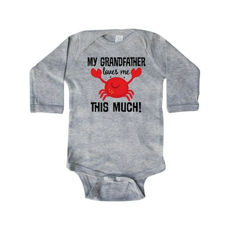 

Inktastic Grandfather Loves Me Grandchild crab Gift Baby Boy or Baby Girl Long Sleeve Bodysuit