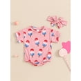 thumbnail image 4 of Raccmtaty Baby Girls Independence Day Romper Short Sleeve O Neck Popsicle Print Romper with Headband, 4 of 8