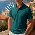 thumbnail image 2 of Polo Shirts for Men Cotton Pique Short Sleeve T-Shirts 3 Buttons UPF 50+ Collared Moisture Wicking Golf Polo Shirt,L,Sky Blue, 2 of 10