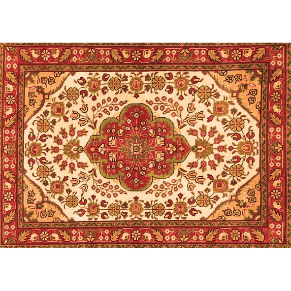 Ahgly Company Indoor Rectangle Medallion Orange Traditional Area Rugs, 2' x 4'