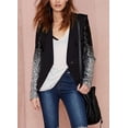 thumbnail image 2 of Nuevas mujeres Blazer Coat Sparkling Lentejuelas mangas largas Irregular Hem elegante MABOTO Negro/XXL, 2 of 7