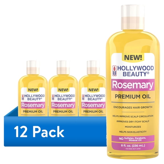 (12 pack) Hollywood Beauty Rosemary Oil Hair, Scalp, and Skin, 8 fl oz, All Hair Types