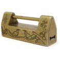 thumbnail image 3 of Mini Size Vintage Antique Style Carved Bird Flower Leaf Padlock Lock with Key for Jewelry Box Drawer, 3 of 5