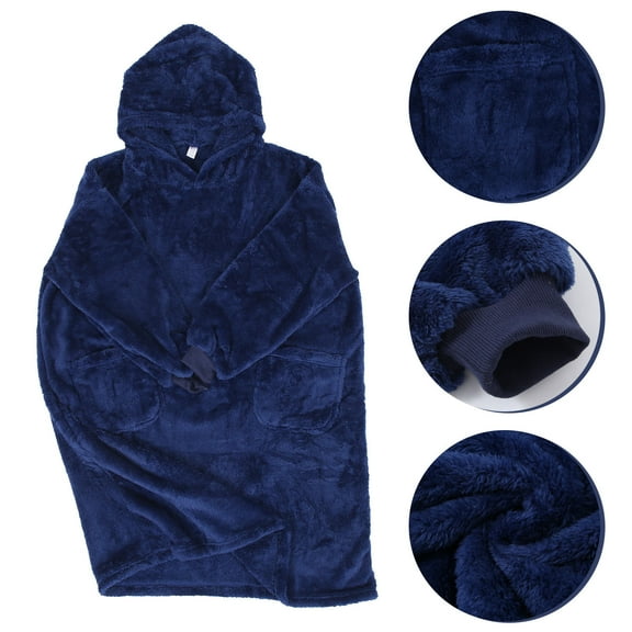 MUSEYA Hood Blanket Wearable Blanket Hoodie Blue 1Pack for Watching TV