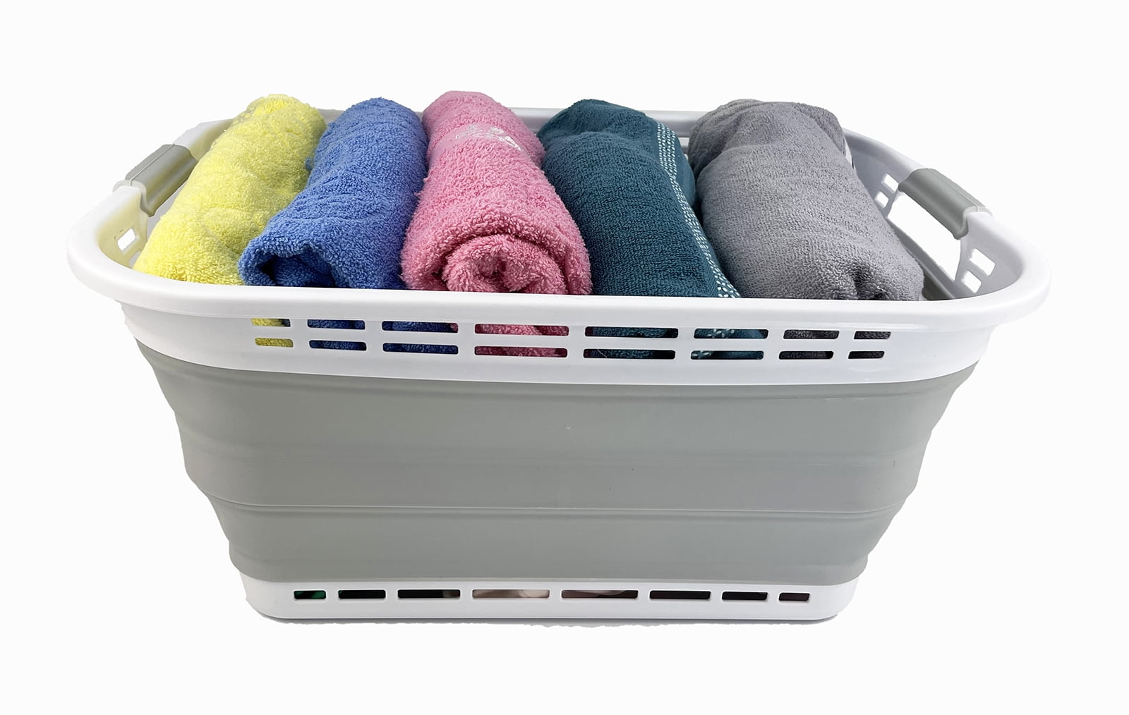 SAMMART 42L (11 gallons) Collapsible Plastic Laundry Hamper/Basket - Foldable Storage Container/Organizer - Portable Laundry Basket - Easy Storage Space Saving
