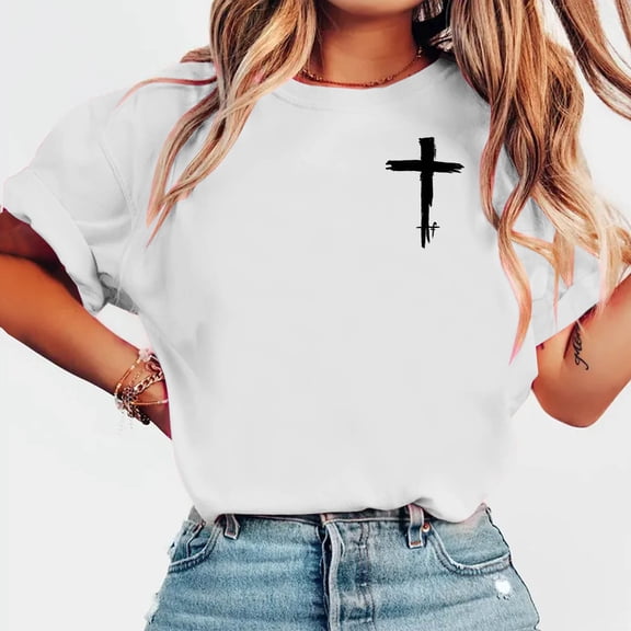 Vmvidoty Womens Print Crew Neck Soft Cotton T-shirt Top White XXL( Women's or Women's Plus )