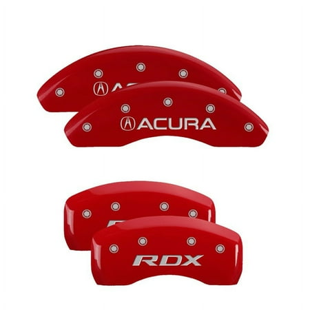 MGP 4 Caliper Covers Engraved Front & Rear MGP Red finish silver ch Fits select: 2012 ACURA MDX ADVANCE, 2010-2011 ACURA MDX TECHNOLOGY