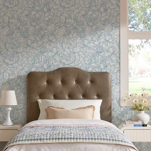 Annabel Faux Leather Twin Headboard in Mushroom