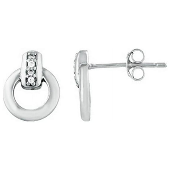 STERLING SILVER CZ DOOR KNOCKER STUD EARRINGS