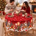 thumbnail image 2 of Christmas Tablecloth Round 60 Inch, Holiday Dining Table Cover, Festive Christmas Table Decor for Kitchen Home Party, 2 of 5