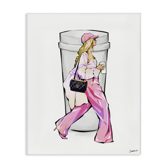 Stupell Industries Morning Coffee Fashionista Food & Beverage Painting Wrapped Canvas Art Print Wall Art, 16 x 20