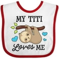 thumbnail image 3 of Inktastic My Titi Loves Me with Sloth and Hearts Boys or Girls Baby Bib, 3 of 4