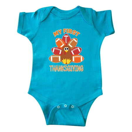 

Inktastic My First Thanksgiving with Football Turkey Gift Baby Boy or Baby Girl Bodysuit