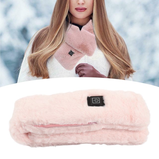 5V 6W Electric Heated Scarf, 3 Heating Levels Electric Heated Neck Wrap Warmer for Women Men, Soft Plush Washable Neck Heating Pad for Winter Outdoor Activities