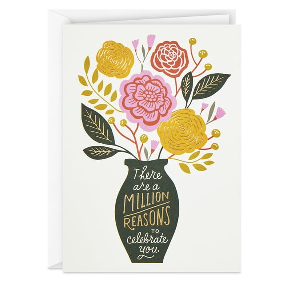 Hallmark Multicolored Blank Note Cards, Floral Bouquet in Vase, 24 Ct.