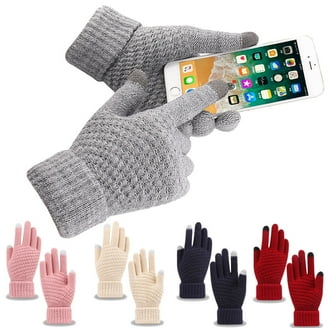 BWASD Womens Fingerless Knitted Gloves Y2K Cute Bowkno Thick Warm