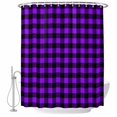 thumbnail image 2 of Shower Curtains for Bathroom, Black Purple Plaid Waterproof Fabric Shower Curtain, Farmhouse Simple Buffalo Checked Decorative Bathroom Curtain for Bathtub, 36"x72", No Hooks Included, 2 of 9