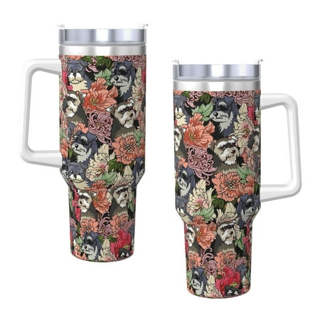 

Because Schnauzers 40 Oz Tumbler With Handle And Straw Double Wall Stainless Steel Sublimation Tumbler With Handle Leakproof Bpa-Free Keep Cold Hours