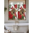 thumbnail image 4 of Christmas Bathroom Window Curtain, Red Cardinal Poinsettia Hut Berry Pine Needles Light Filtering Coffee Kitchen Curtains, Bedroom Living Room Curtains 2 Panel 84"x54", 4 of 6