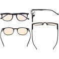 thumbnail image 2 of Eyekepper Spring Hinges Classic Retro Style Computer Eyewear Small Frame Computer Eyeglasses (Amber tinted lense, Black), 2 of 7