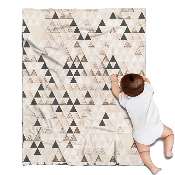 Beige Geometric Triangle Pattern Blanket,Comfortable Soft Flannel Throw Blanket,All Season,Warm Lightweight Blankets for Sofa Bed Couch Living Room Chair,30"x40"