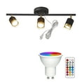 thumbnail image 1 of FSLiving Lampes de Plafond Réglables Près du Plafond, Éclairage de Plafond avec Télécommande, Changement de Couleur RVB Blanc Ampoule Minuterie GU10 Mini Lumières Kit d'Éclairage sur Rail pour Cuisine Vitrine Boule Disco, 1 of 7