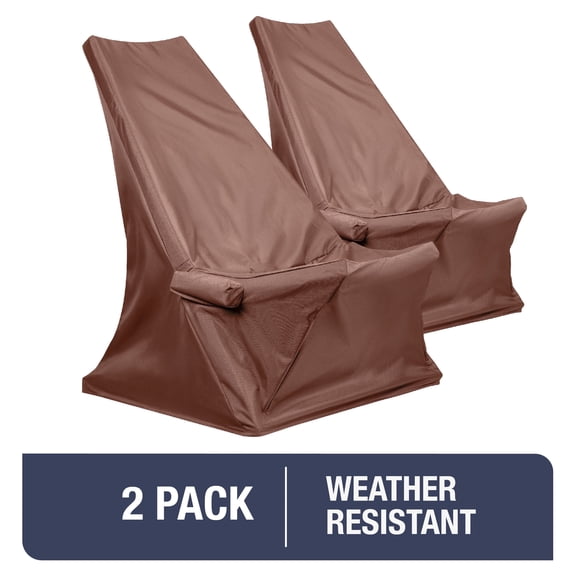CleverMade Tamarack Patio Chair Cover, Weather-Resistant Outdoor Furniture Covers, Mocha 2-Pack