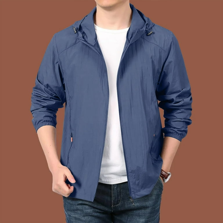DENGDENG Mens Rain Jacket with Hood Waterproof Hooded Windbreaker