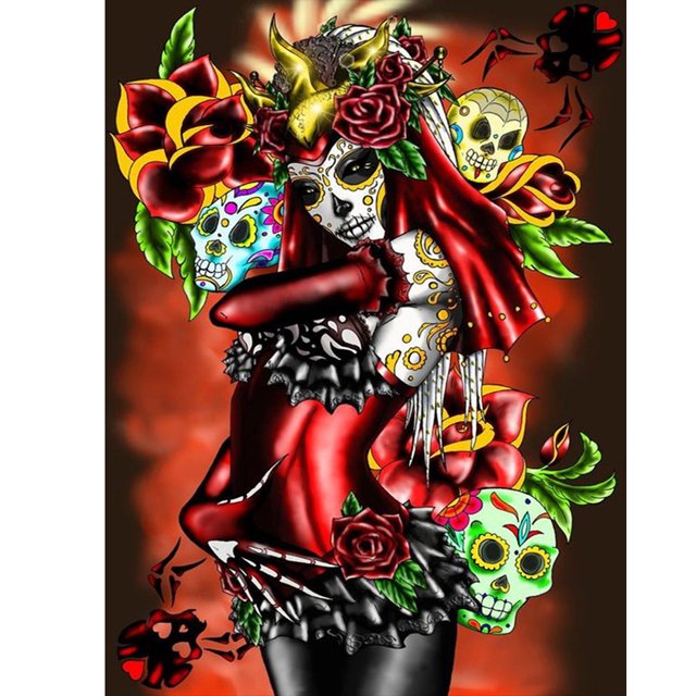 Cuadros Decorativos Kit de pintura de diamante 5D, bricolaje, calavera, belleza, taladro cuadrado completo, artesanía, decoración del hogar Ehuebsd Nuevos Originales