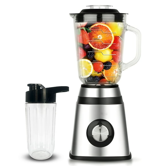 Personal Size Smoothie Blender with Cup for Kitchen 500W Stainless Steel Small Blender 2 Speed Adjustable with 48oz Glass Jar Double Serve Blender for Smoothies Shakes Drinks Baby Complementary