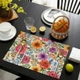 thumbnail image 3 of Pioneer Flower Floral Print Pattern Summer Placemats Table Placemats Set Of 6-Linen Kitchen Washable Placemats Table Mats 12x18 Inch Non-Slip Heat Resistant, 3 of 5